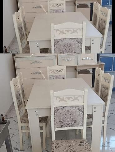 Для гостиной, Б/у, Нераскладной, Прямоугольный стол, 6 стульев at lalafo.az Для гостиной, Б/у, Нераскладной, Прямоугольный стол, 6 стульев