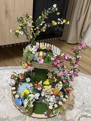 bezek eşyalari instagram: İki mərtəbəli dekorativ kompozisiya – bahar temalı mini bağ — 1