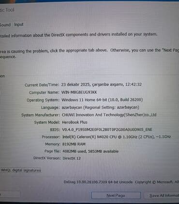 Kompüter ehtiyyat hissələri: Avqust 2024-də alınıb işlək vəziyyətdədir.Ram 8 GB,SSD 256 GB — 3