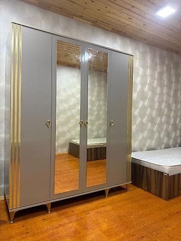 Yeni, 4 qapılı, Güzgülü, Ağ, Digər material, Açılan, Düz dolab