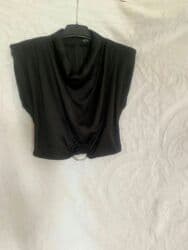 qara hicab: Teze geyinilmeyib S(36)razmer Vecerni Crop qara reng — 3