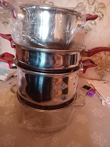 ucuz qazan destleri: Qazan, rəng - Qırmızı, Paslanmayan polad — 2