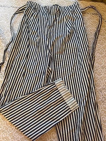 qadin şalvarlari: Zolaqlı şalvar – hündür belli, kəmərli model - Naxış: Dikey zolaqlar — 1