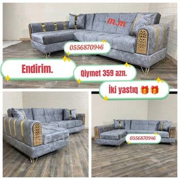 stul dəsti: Yeni, Divan, 2 kreslo, Bazalı, Açılan — 4