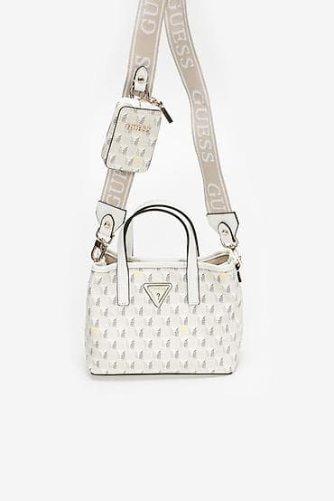 cexol destleri: GUESS çiyin çantası dəsti – monoqram naxışlı, krem-ağ tonlarda. Hec — 2