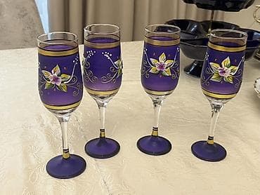 premium çay fabriki: Məhsul: Bəzəkli şüşə badələr və Porşelen serveer dəsti - 4 ədəd flüt — 1