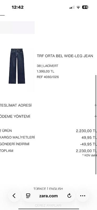 online geyim: Cins şalvar, Zara, M — 10