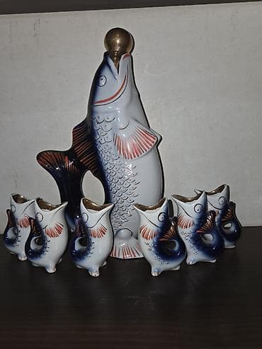 iran peci usdasi: Porcelain “Balıq” likör dəsti - Kompozisiya: 1 böyük balıq formalı — 3