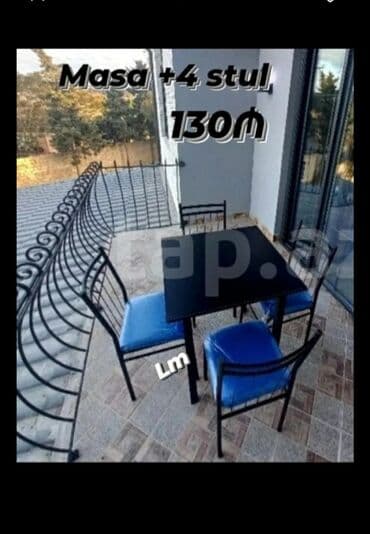 Bağ, çöl oturacaqları: Demir masa desti + masa, metal konstruksiya - 4 ədəd metal karkaslı — 1