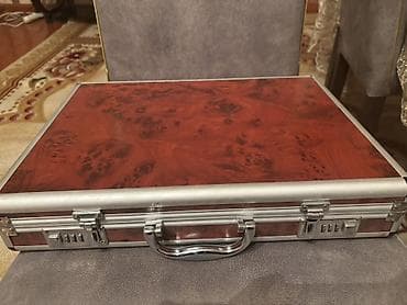 Bormann 28 hissəli mətbəx bıçaq dəsti – taxta naxışlı sərt portfellə