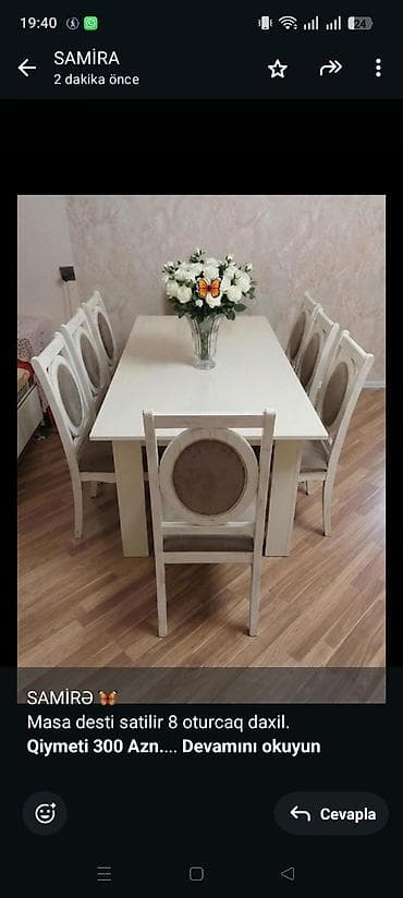 SAMİRƏ 🦋 Masa desti satilir 8 oturcaq daxil. *Qiymeti 300 Azn.* Unvan