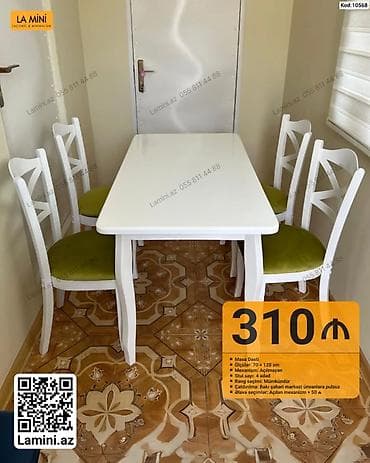 Masa dəsti – 6 nəfərlik - Dəst: 1 masa + 4 stul - Ölçü: 70 × 120 sm - lalafo.az -da Masa dəsti – 6 nəfərlik - Dəst: 1 masa + 4 stul - Ölçü: 70 × 120 sm -