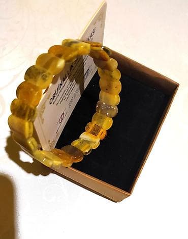 комплект: Təbii kəhrəba qolbaq - Material: 100% təbii Baltik kəhrəbası - — 2