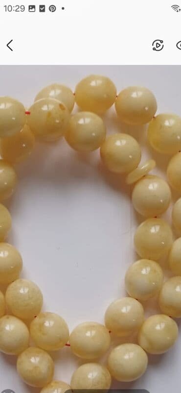 qırmızı kupalnik: Süd rəngli kəhrəba muncuqlardan hazırlanmış təsbeh 100% təbii,bütöv — 5