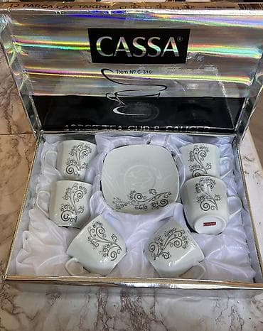 Çay dəsti, rəng - Ağ, Farfor