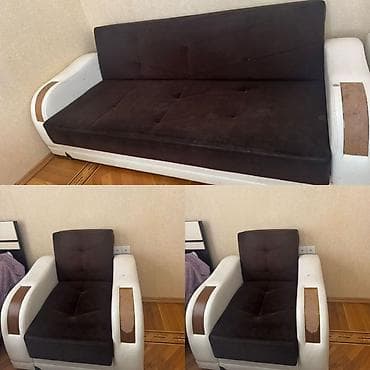 divan kreslo satilir: İşlənmiş, Divan, 2 kreslo, Bazalı, Açılan — 1