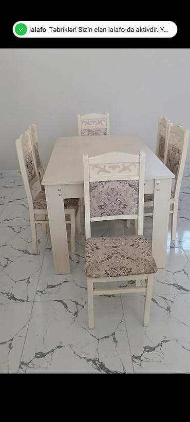 Qonaq otağı üçün, İşlənmiş, Dördbucaq masa, 6 stul — 1