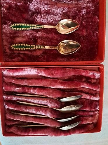 Vintage çay qaşıqları dəsti - Material: 916 ayar gümüş (markalanma