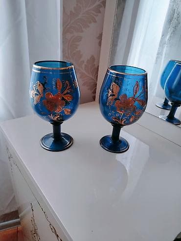 qab: Qədəhlər, rəng - Mavi, Şüşə, 2 ədədli dəst, 500 ml, Fransa — 1