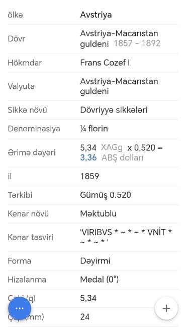 pul aliram: 1859 il, Gümüş, Vəziyyəti: Yaxşı — 4
