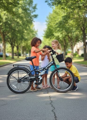 velosiped işığı: Uşaq velosipedi – STELS, 20" təkər ölçüsü - Rəng: qara, brend loqolu — 1