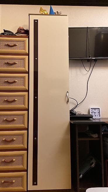 dolab ofis: Bir qapılı şkaf - Rəng: açıq krem korpus, qapıda tünd qəhvəyi — 1