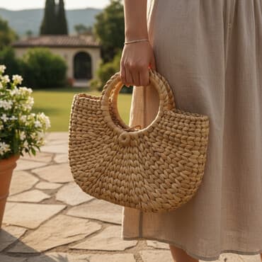 qaşlı çanta: Təbii materialdan hazırlanmış əl işı toxunma çanta. - Material — 1