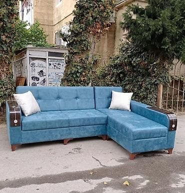 divan pulsuz: Məhsul: L‑şəkilli künc divanı - Rəng: mavi (turkuaz çaları) - — 1