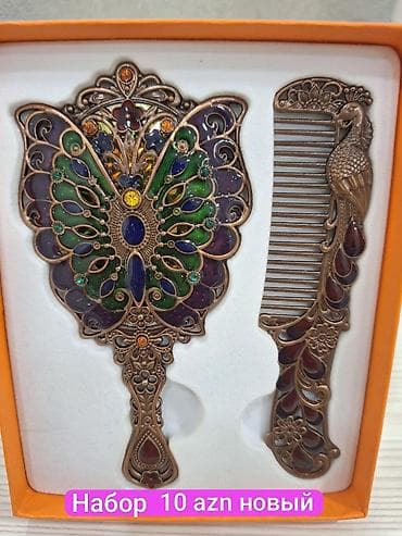 klac cantalar: Bəzəkli güzgü və daraq dəsti - Dəst: 2 parça – əl güzgüsü və daraq - — 1