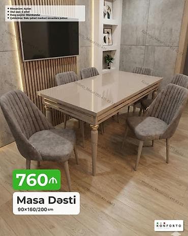 Məhsul: Masa Dəsti - Ölçü: 90×160/200 sm (açılan mexanizm ilə uzadıla lalafo.az -da Məhsul: Masa Dəsti - Ölçü: 90×160/200 sm (açılan mexanizm ilə uzadıla