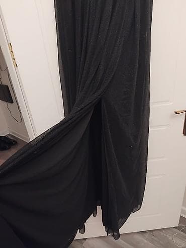 gece geyimi: Qara uzun gecə geyimi - Rəng: dərin qara, xırda parıltılı effektli - — 3