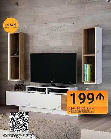 Düz TV altlığı, Polkalı, Laminat