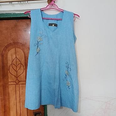 Dəstlər, kostyumlar: Mavi rəngli hamilə qadın şalvarlı tunikalı dəst(1-2 dəfə ancaq toya — 2