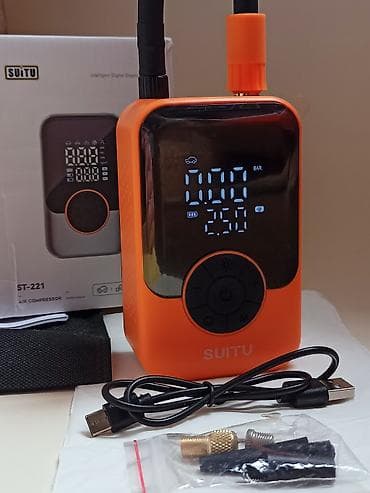 Narıncı kompakt portativ hava kompressoru - Rəqəmsal LED displey — 2