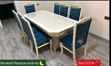 Qonaq otağı üçün, Açılmayan, Dördbucaq masa, 8 stul — 1