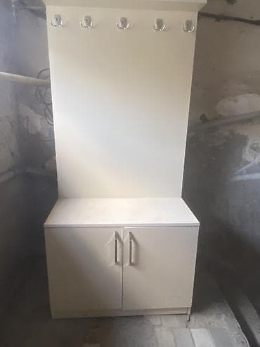 demir dolap: Qarderob asılqanlı dəst - Material: ağ rəngli laminat/MDF - Üst — 1