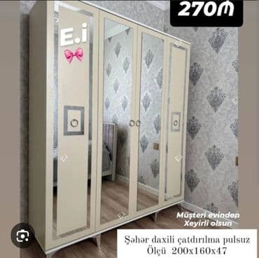 dolab 2ci əl: Yeni, Açılan, 4 qapılı Düz dolab, Dolab-asılqan — 2