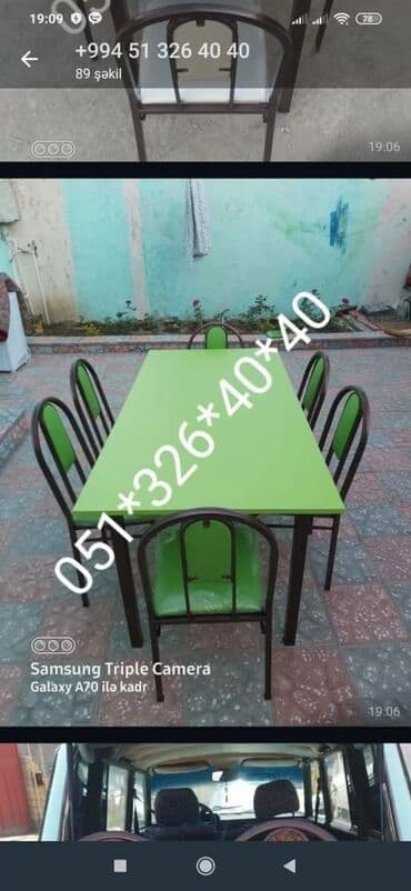 Masa və oturacaq dəstləri: Qonaq otağı üçün, Yeni, Açılan, Dördbucaq masa, 4 stul — 4