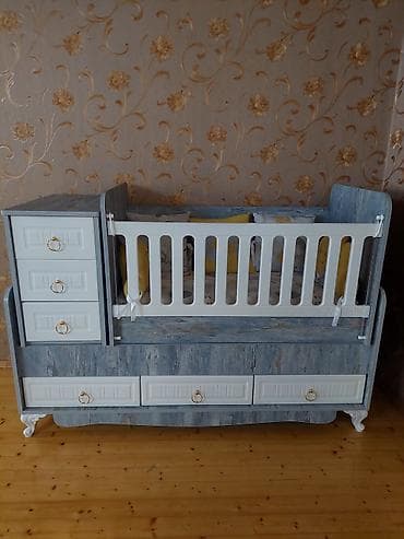 здравствуйте дорогие родители: Для девочки и мальчика, Четырехугольная, Колыбель, С бортиками, С матрасом, С механизмом качания — 2