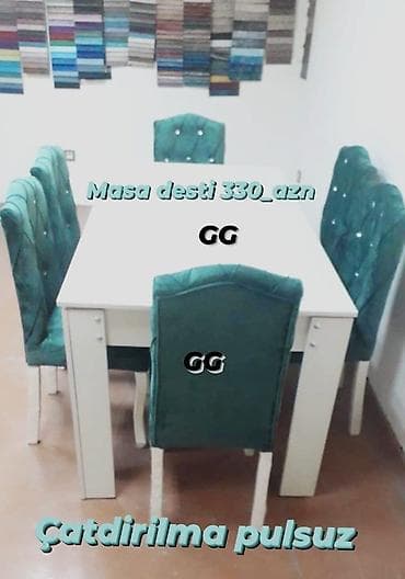 stulla: Sifarişlə masa ve 6 stul 330_azn.Ölçü 165×90.Açılan masa olduqda — 1