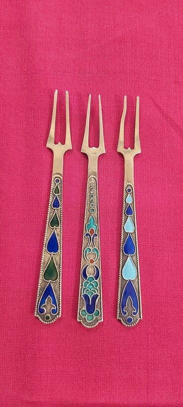 çəngəl qaşıq dəstləri: Gümüş (875 Prob) 3-eded Limon Vilkalari — 1