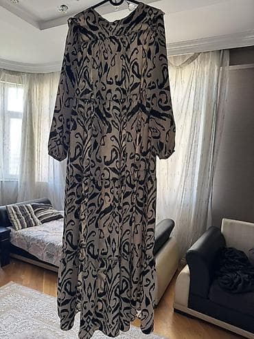 hw8 max: Uzun bohem üslublu qadın donu - Rəng: bej fon üzərində qara — 1