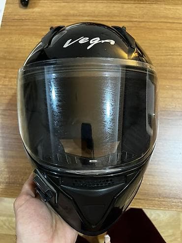 nnb moto: Vega tam üzlü motosiklet dəbilqəsi - Rəng: qara, parlaq örtük - Ön — 1