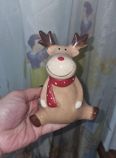 yeni ilə aid bəzəklər: Keramik şamlıq – maral fiquru - Material: parlaq glazurlu keramika - — 1