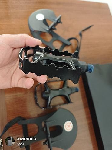 Nəqliyyat: Velosiped pedalı və barmaq ucu (toe clip) dəsti - Mat qara rəngdə — 2