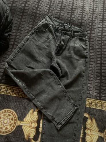 idman sortiki: Qara-boz rəngli denim şalvar - Model: boyfriend - Rəng: yuyulmuş tünd — 1