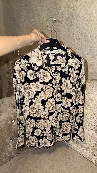 Qadın köynəyi – çiçək naxışlı mangodan problemi yoxdur - Rəng: qara — 1