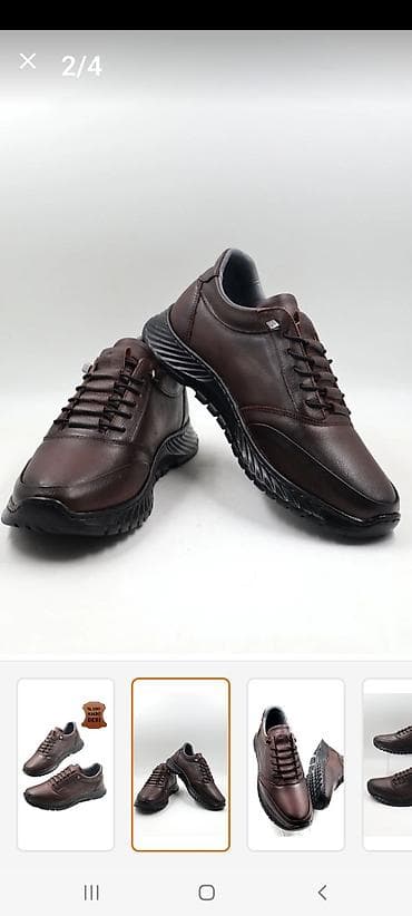 Мужская обувь: Kişi idman-stil ayaqqabısı – tünd qəhvəyi rəng - Material: 100% həqiqi — 4