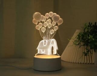 projektor zvezdano nebo: 3D illüziyalı LED masa lampası – “Şarlarla ev” dizaynı - Akril panel — 2