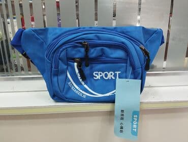 Maskalar, eynəklər: Mavi rəngdə, idman üçün nəzərdə tutulmuş bel çantası. Üzərində əlavə — 2
